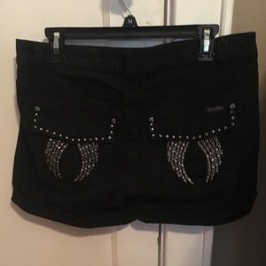 Black Miss Me angel wing w/ bling shorts